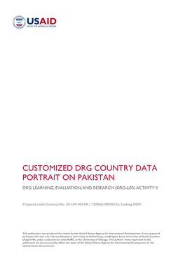 Customized Drg Country Data Portrait on Pakistan Drg Learning, Evaluation, and Research (Drg-Ler) Activity Ii