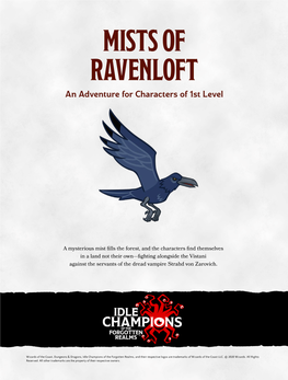 MISTS of RAVENLOFT an Adventure for Characters of 1St Level