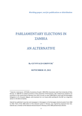 Parliamentary Elections in Zambia – an Alternative