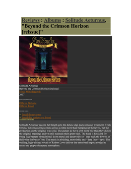 Reviews : Albums : Solitude Aeturnus, "Beyond the Crimson Horizon [Reissue]"