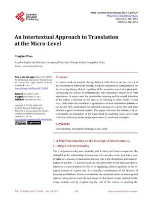 An Intertextual Approach to Translation at the Micro-Level
