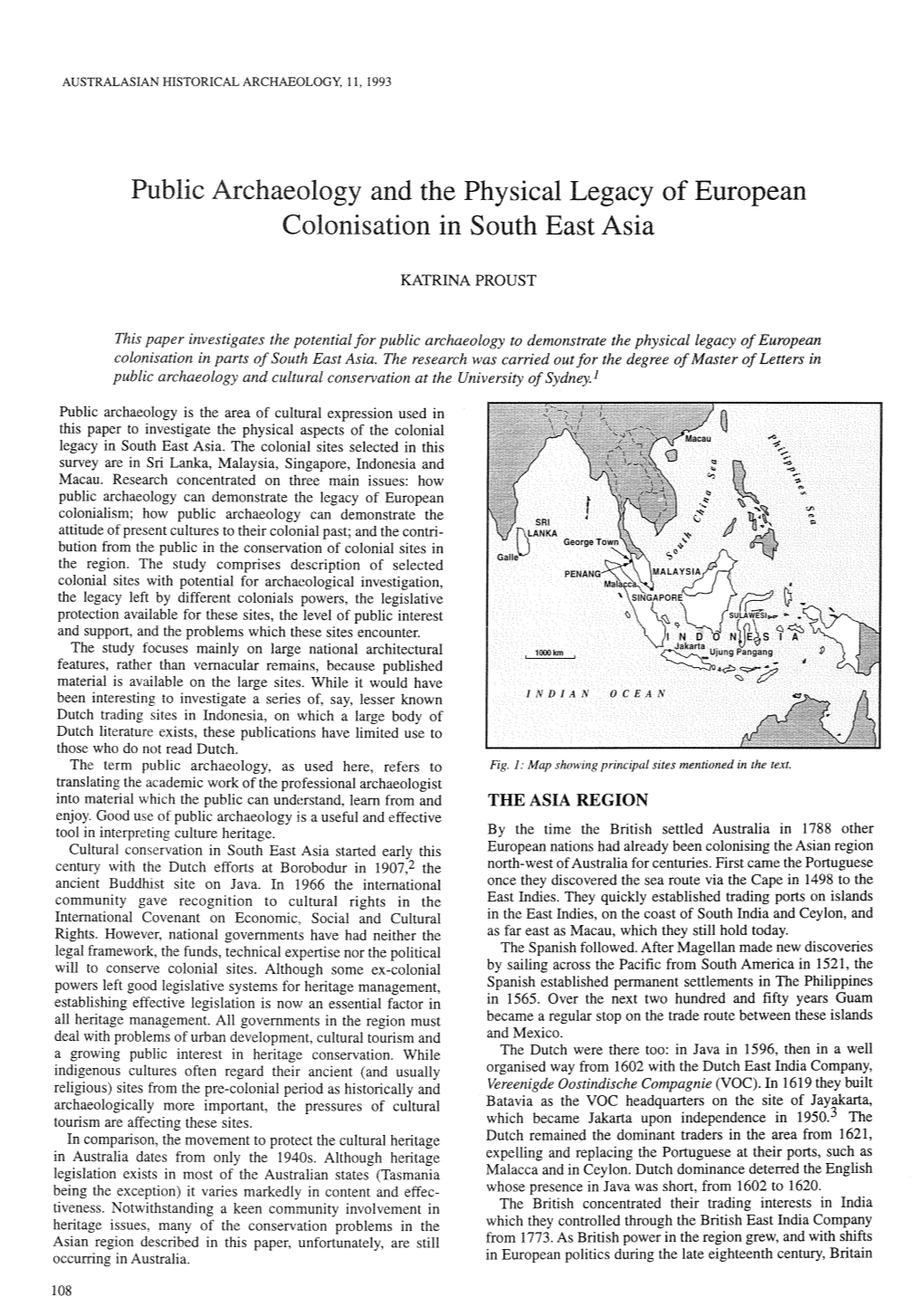 Public Archaeology and the Physical Legacy of European Colonisation in South East Asia
