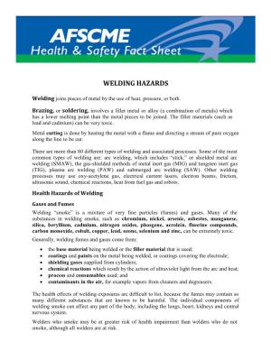 AFSCME Fact Sheet on Welding Hazards (PDF)