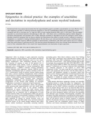 Epigenetics in Clinical Practice: the Examples of Azacitidine and Decitabine in Myelodysplasia and Acute Myeloid Leukemia