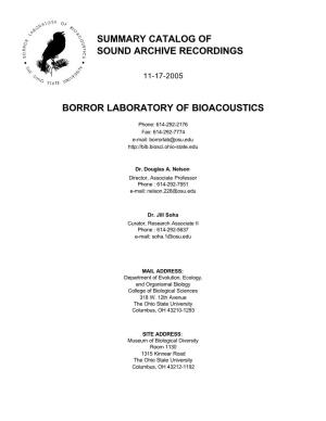 Borror Laboratory of Bioacoustics