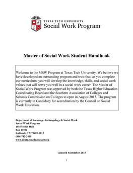Master of Social Work Student Handbook