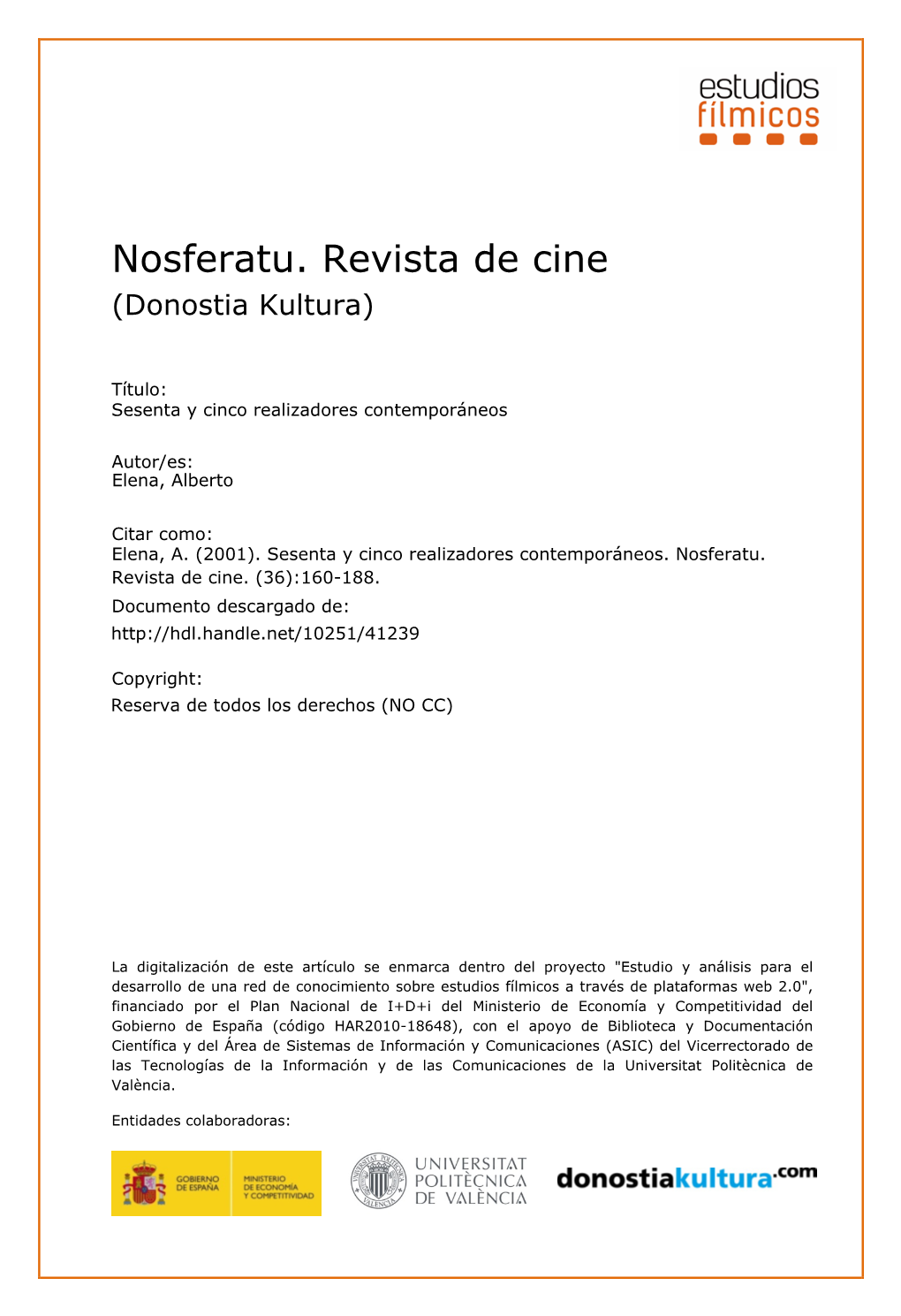 Nosferatu. Revista De Cine (Donostia Kultura)