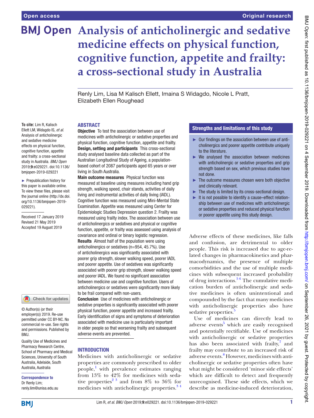 Analysis of Anticholinergic and Sedative Medicine Effects on Physical Function, Cognitive Function, Appetite and Frailty: a Cross-Sectional Study in Australia