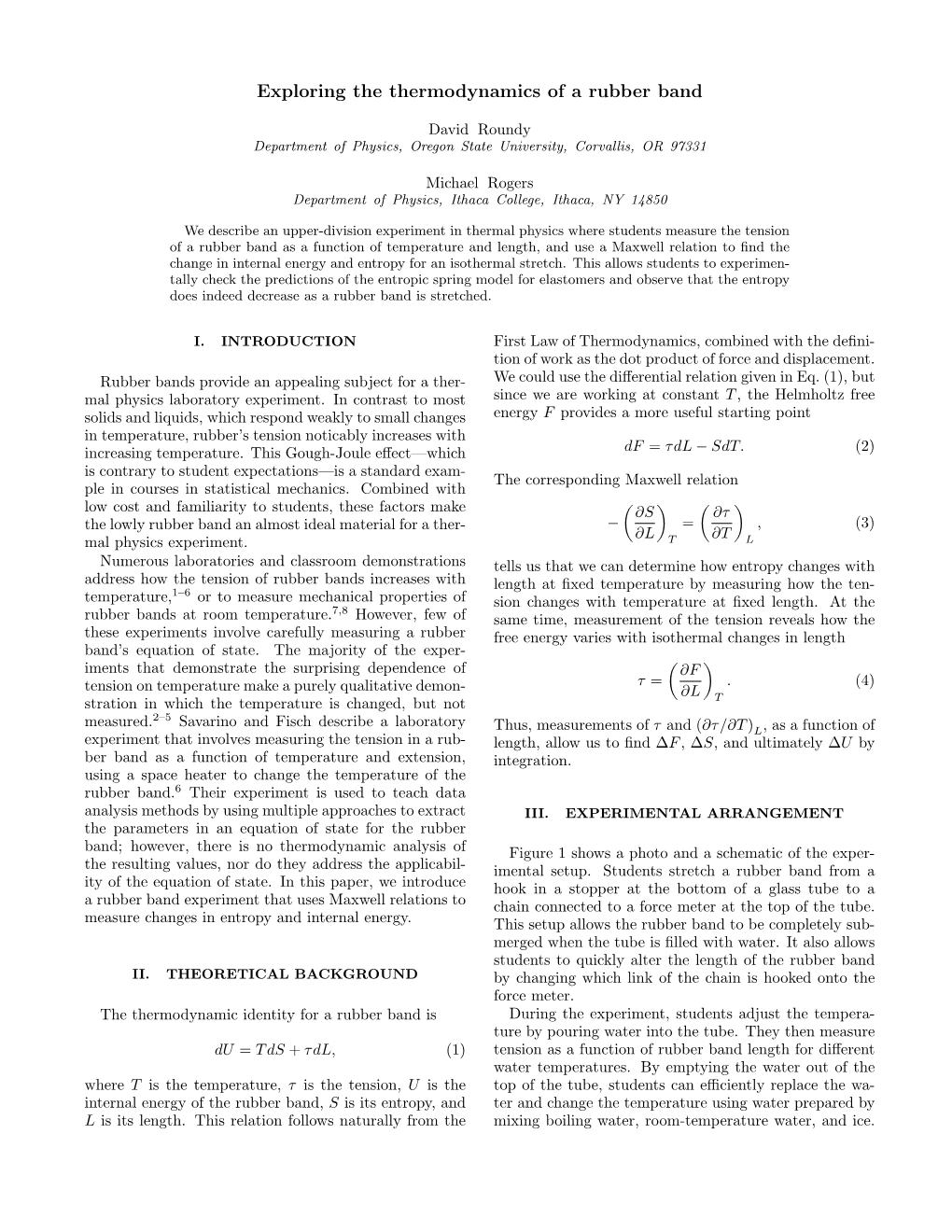 Exploring the Thermodynamics of a Rubber Band