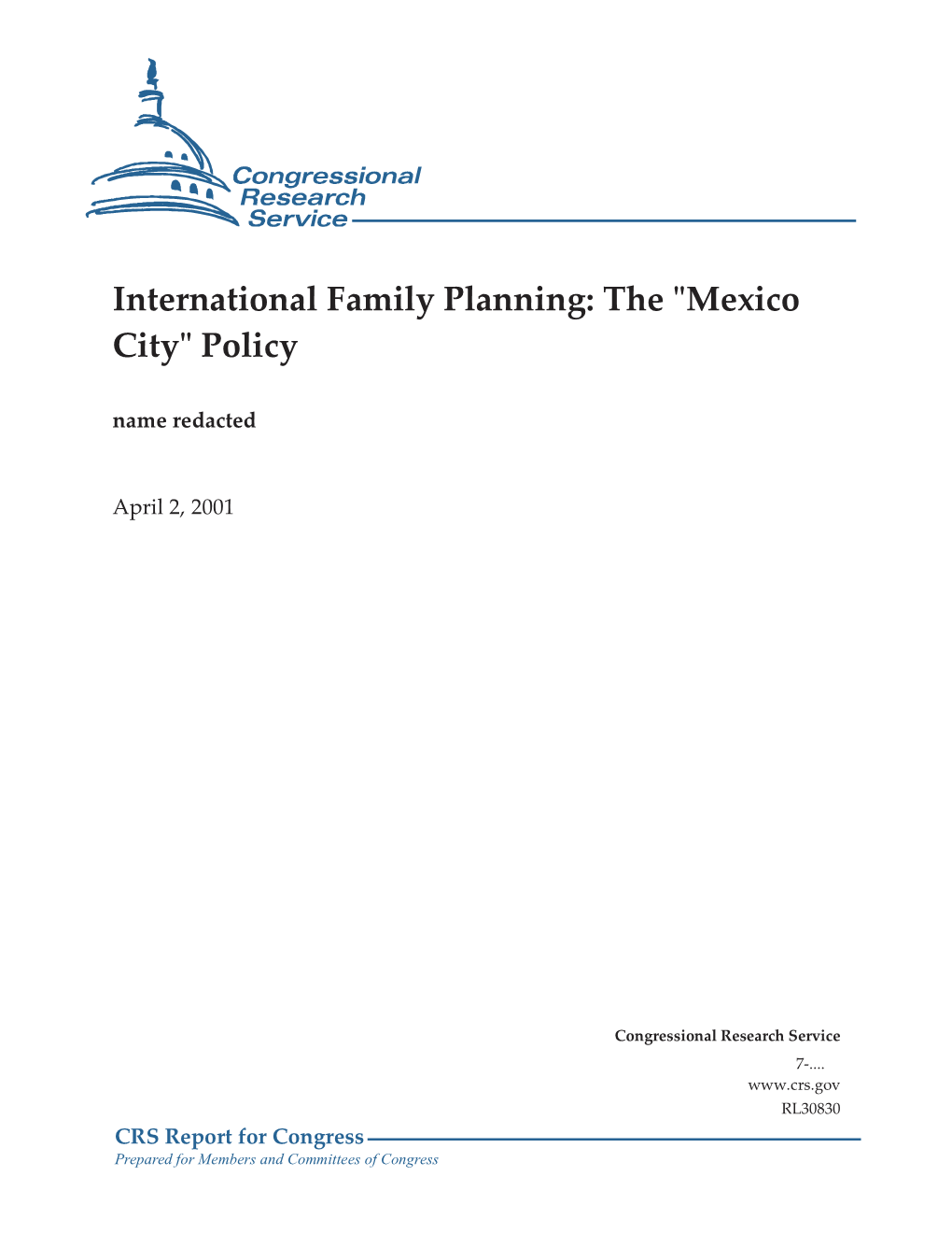 International Family Planning: the 