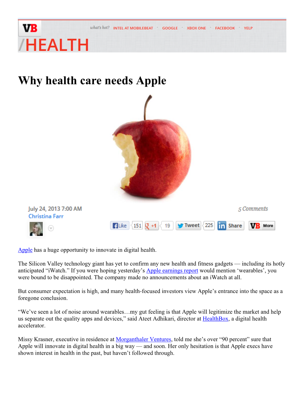 Why Health Care Needs Apple