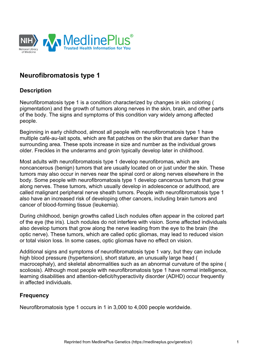 Neurofibromatosis Type 1