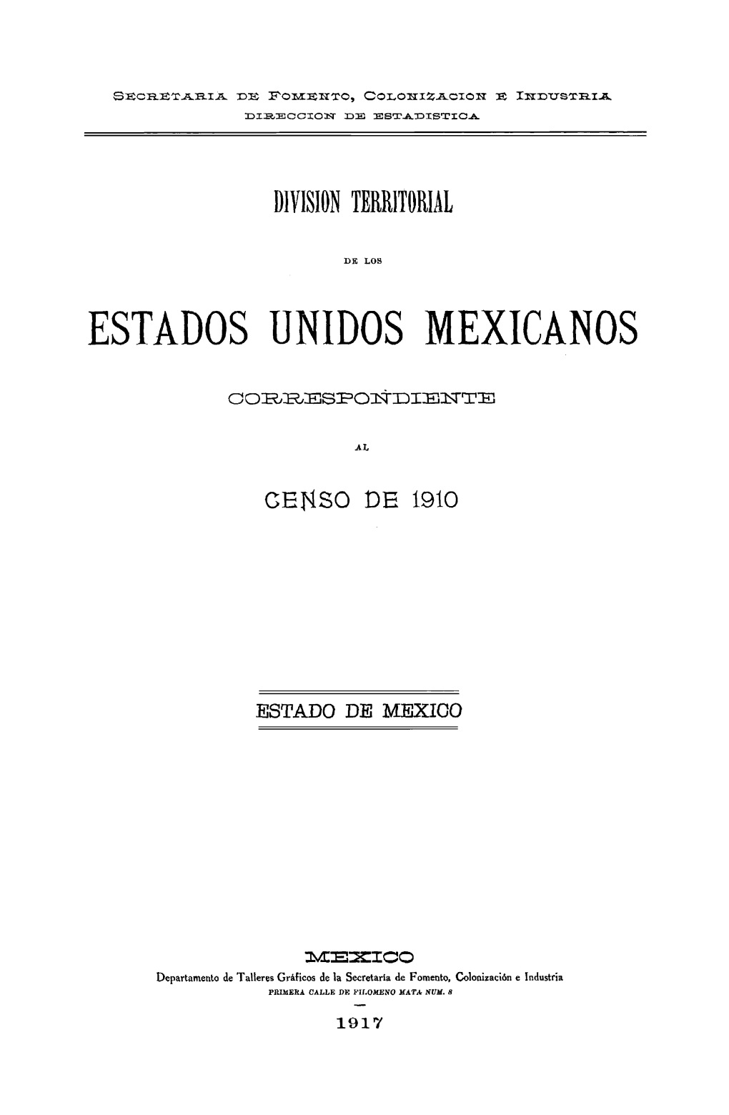 División Territorial De Los Estados Unidos Mexicanos México