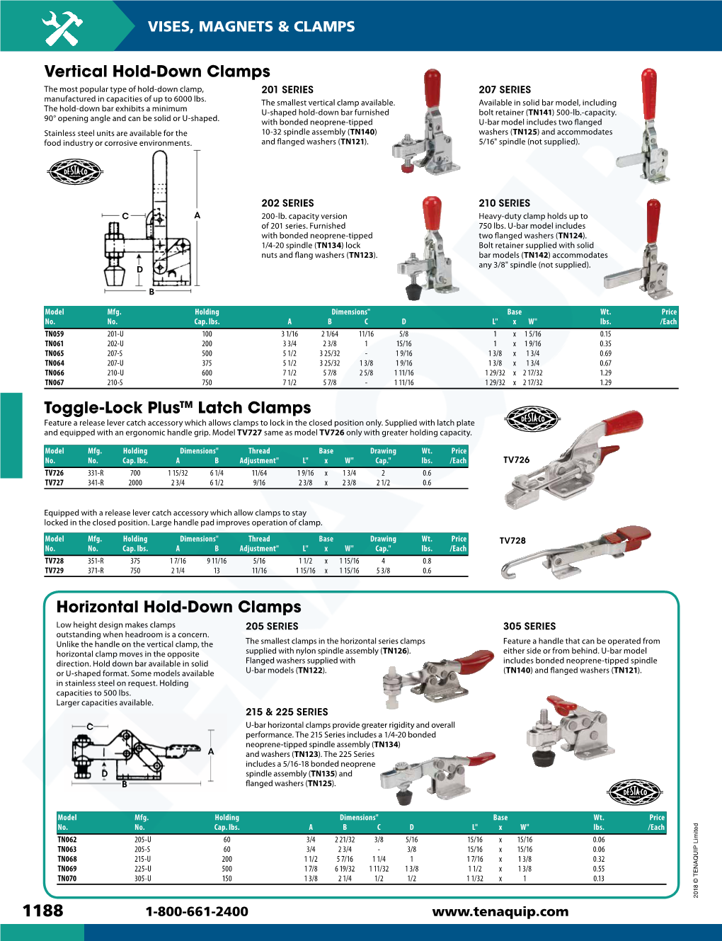 Vertical Hold-Down Clamps Toggle-Lock Plustm Latch Clamps