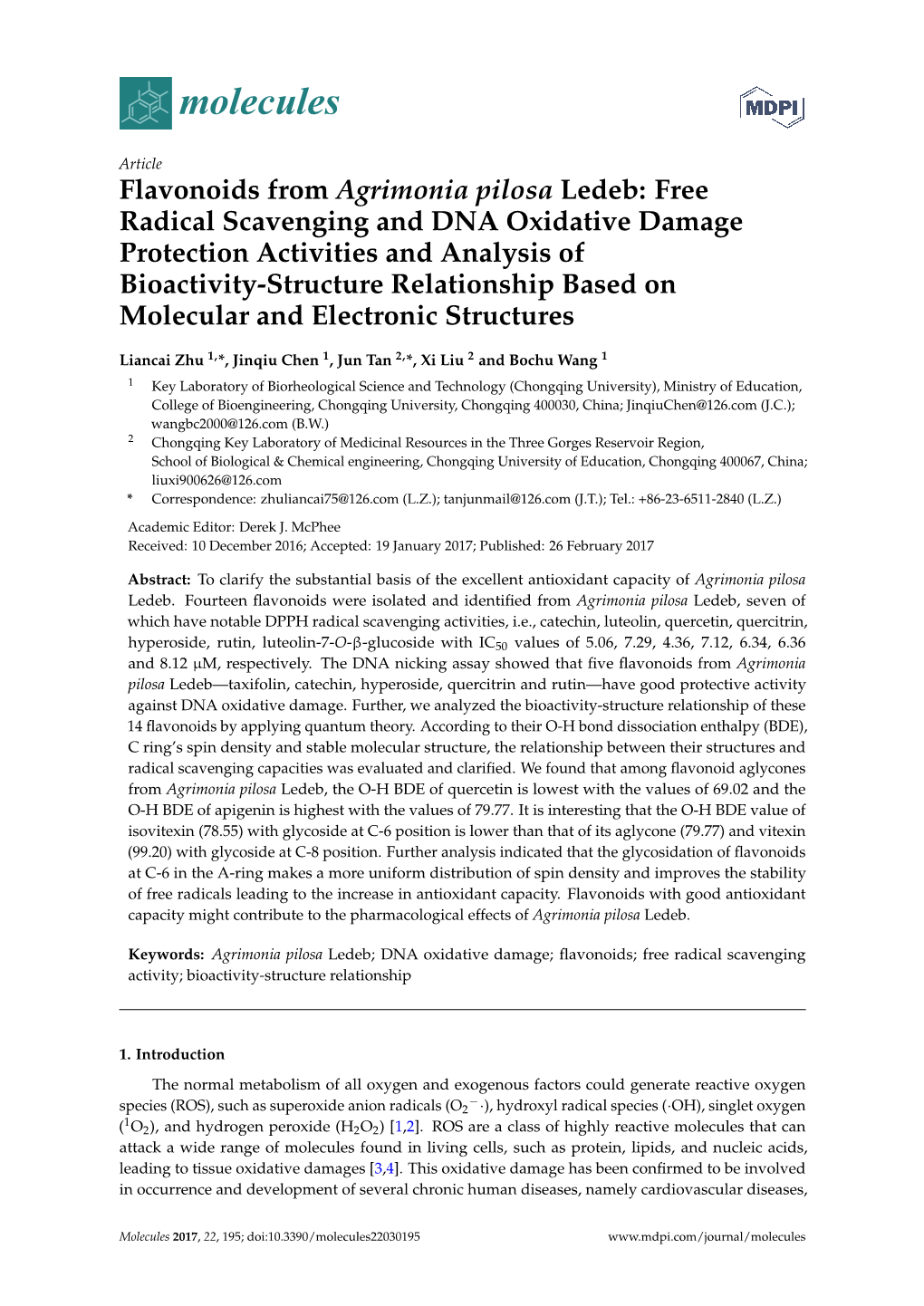 Flavonoids from Agrimonia Pilosa Ledeb