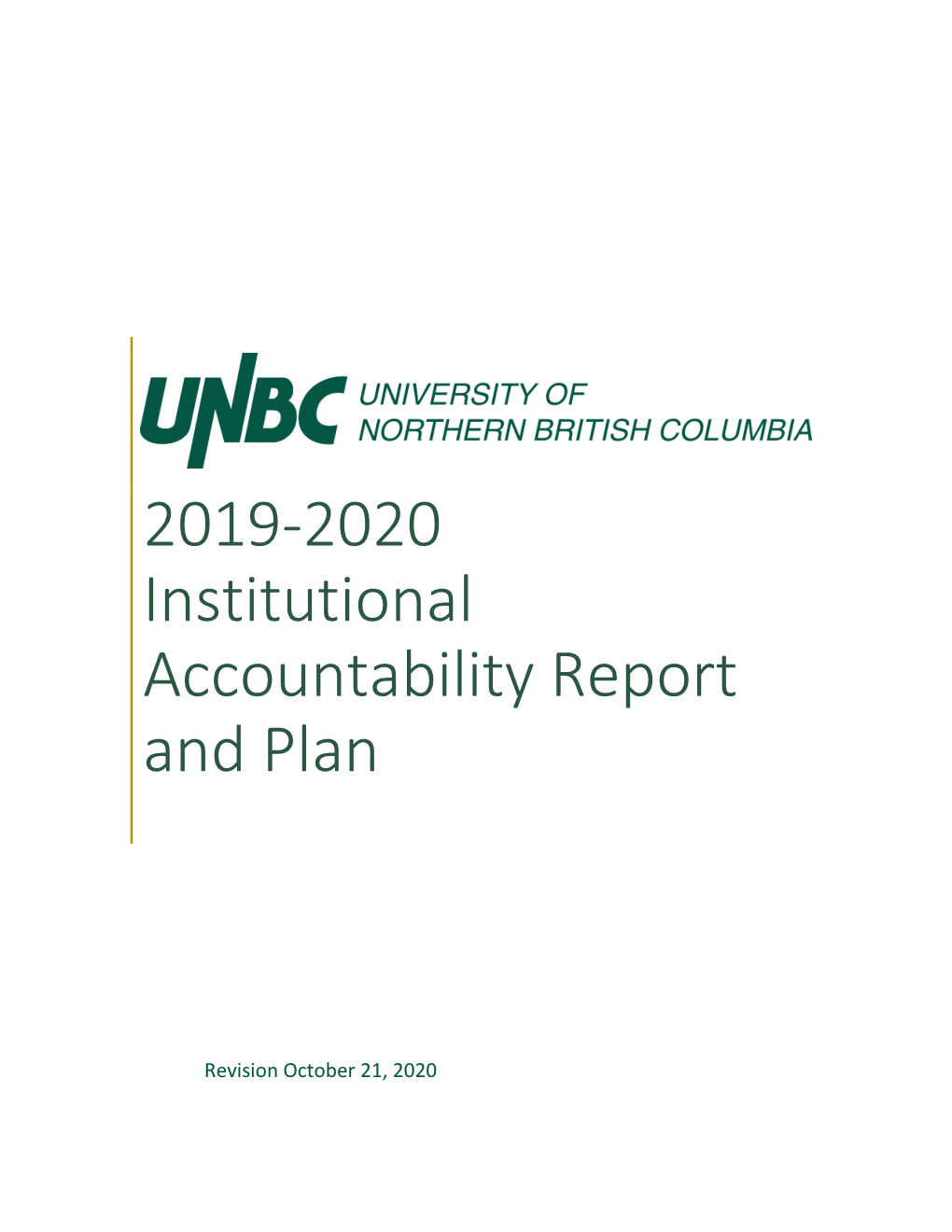2019-2020 Institutional Accountability Report and Plan