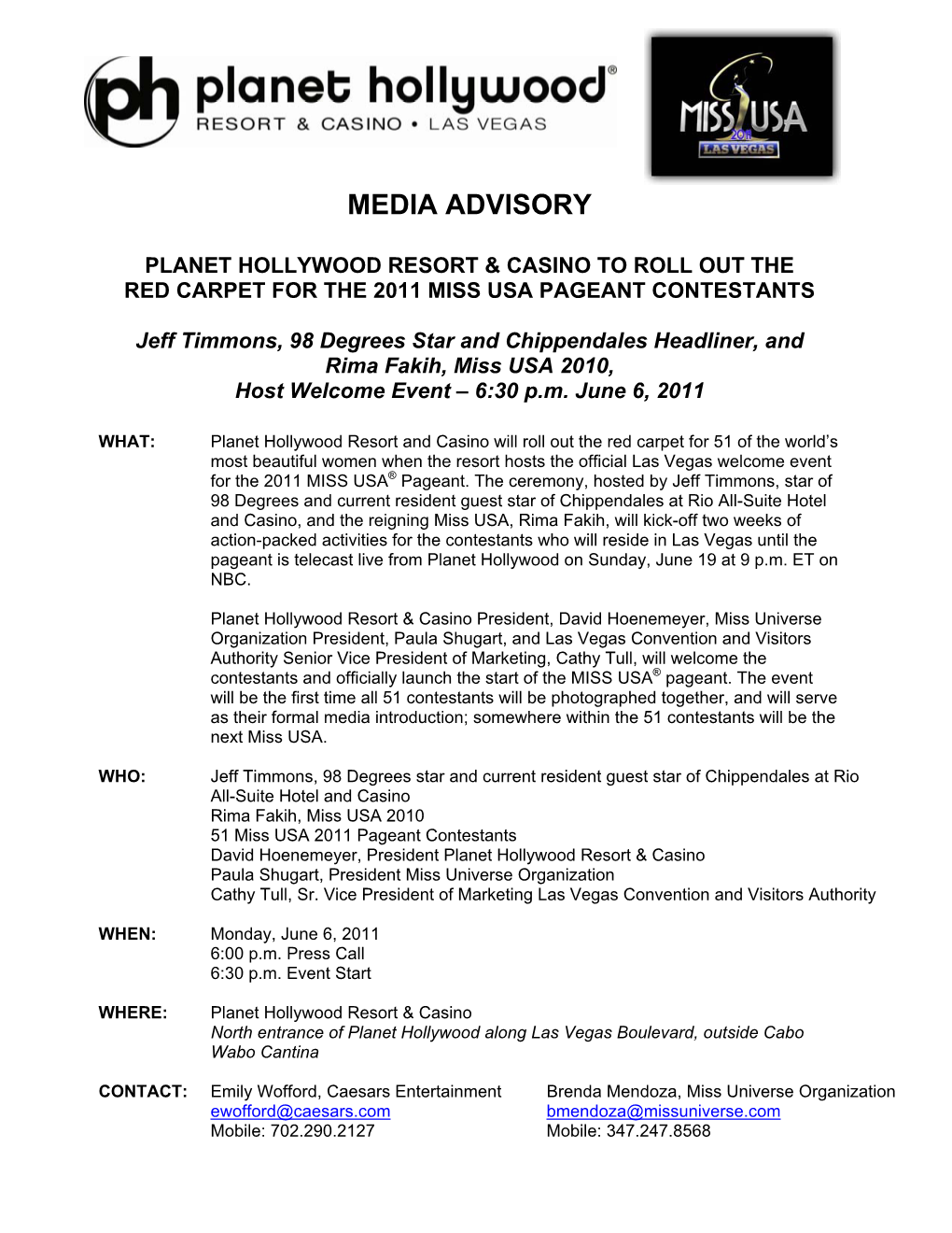 Media Advisory