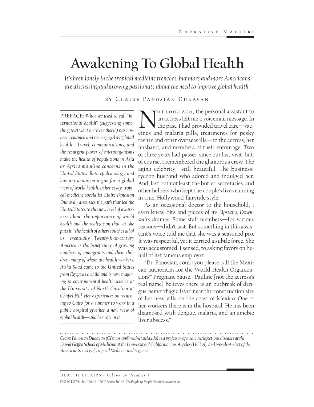 Awakening to Global Health