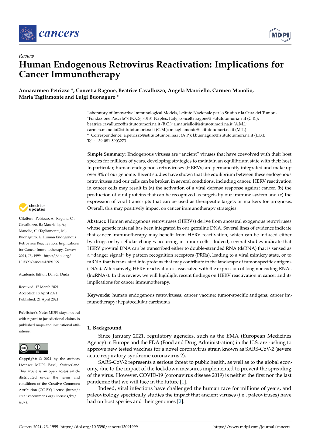 Human Endogenous Retrovirus Reactivation: Implications for Cancer Immunotherapy