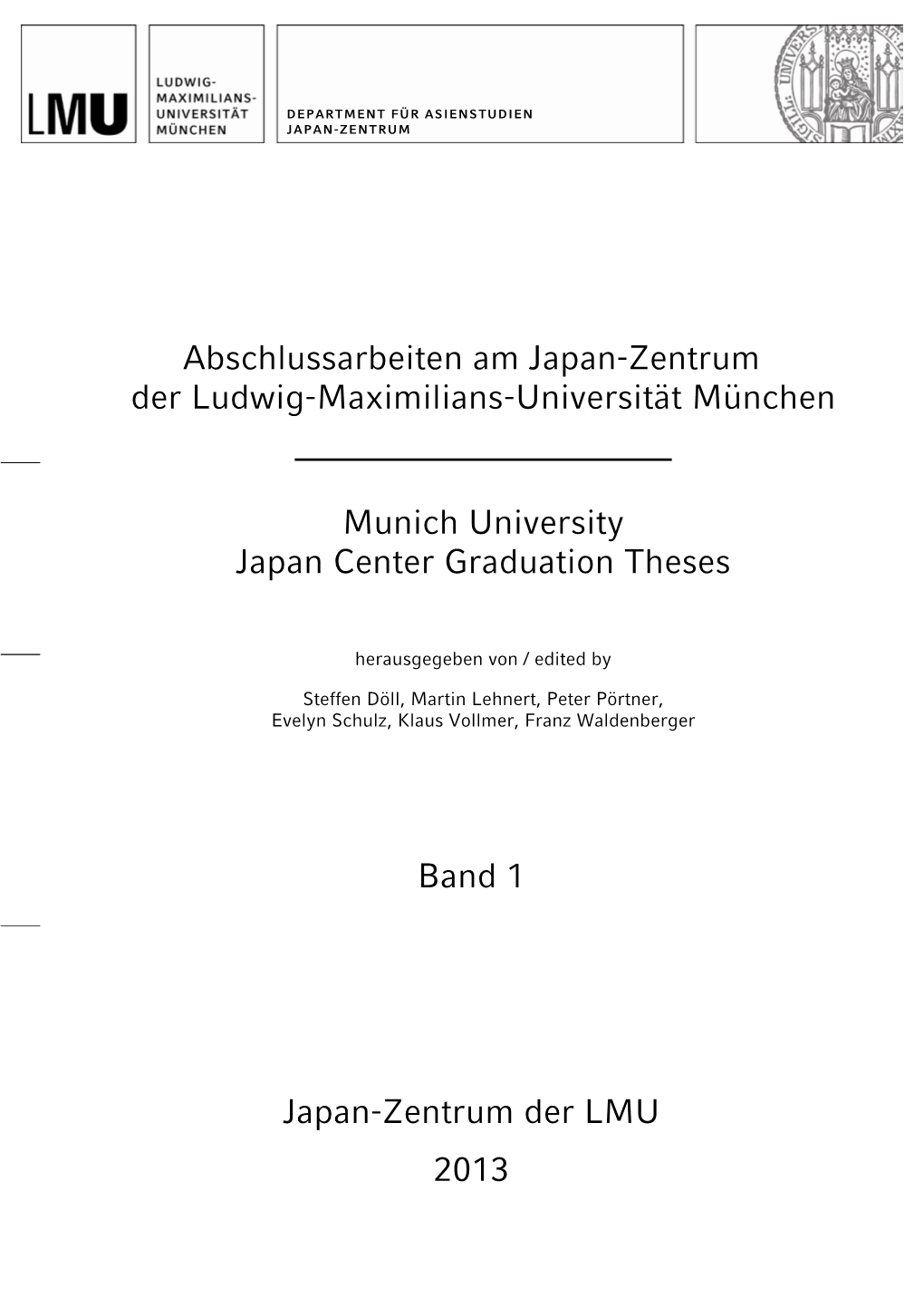 Abschlussarbeiten Am Japan-Zentrum Der Ludwig-Maximilians-Universität München