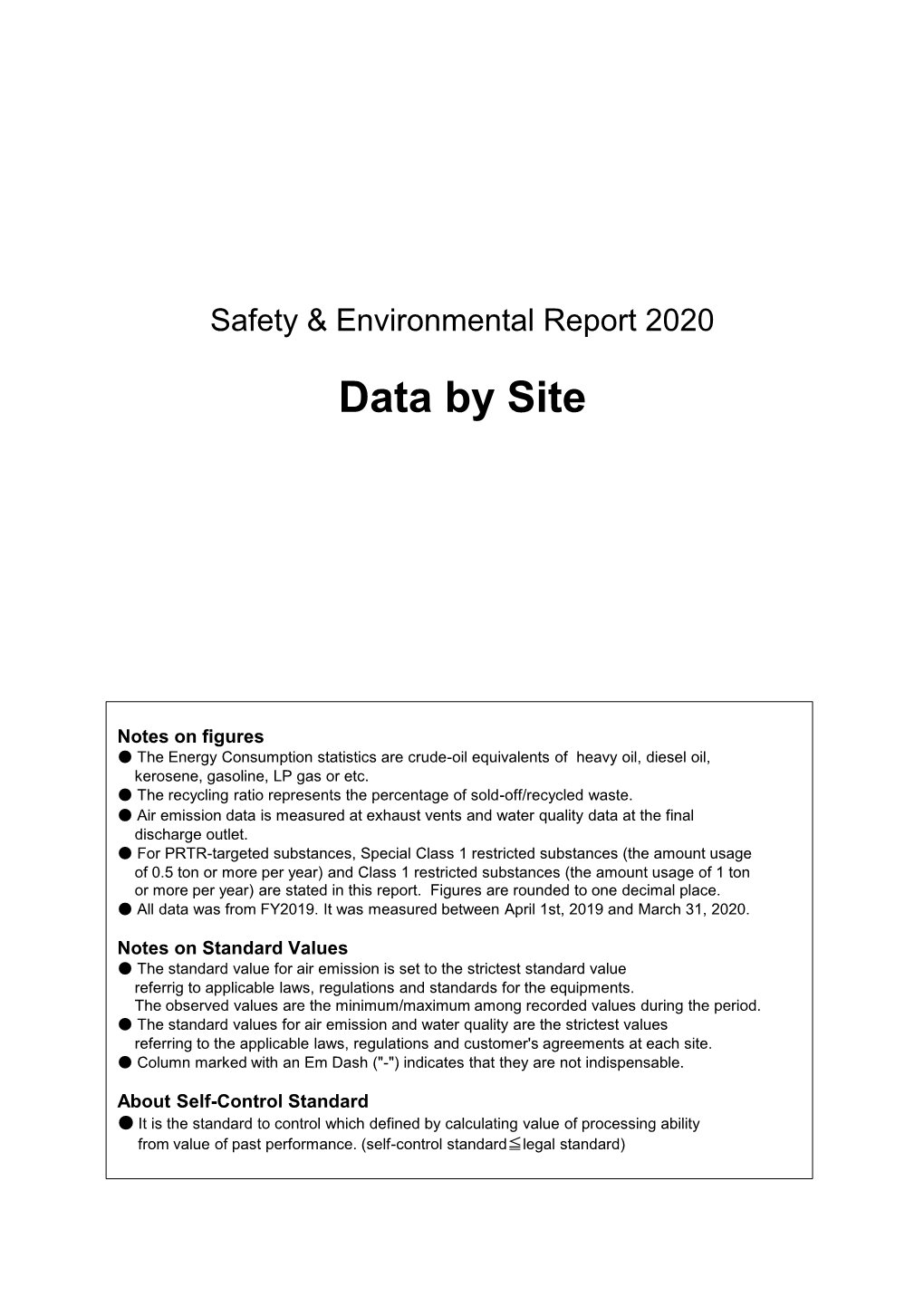 Safety & Environmental Report, Data by Site