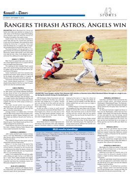 Rangers Thrash Astros, Angels Win
