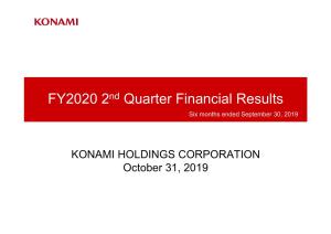 2Q FY2020 Financial Results Presentation Material