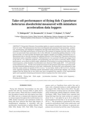 Take-Off Performance of Flying Fish Cypselurus Heterurus Doederleini Measured with Miniature Acceleration Data Loggers