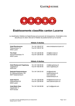 Établissements Classifiés Canton Lucerne