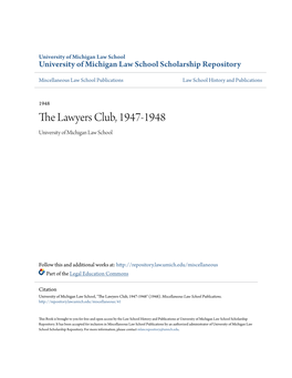 The Lawyers Club, 1947-1948 University of Michigan Law School