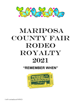 Mariposa County Fair Rodeo Royalty 2021