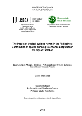 The Impact of Tropical Cyclone Hayan in the Philippines: Contribution of Spatial Planning to Enhance Adaptation in the City of Tacloban