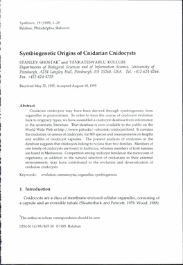 Symbiogenetic Origins of Cnidarian Cnidocysts