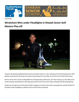 Wiratchant Wins Under Floodlights in Sharjah Senior Golf Masters Play-Off