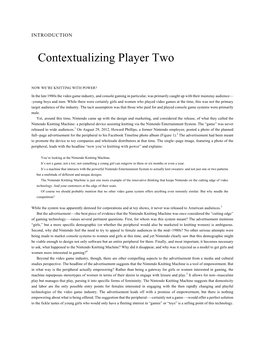 Contextualizing Player Two