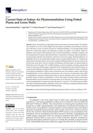 Current State of Indoor Air Phytoremediation Using Potted Plants and Green Walls