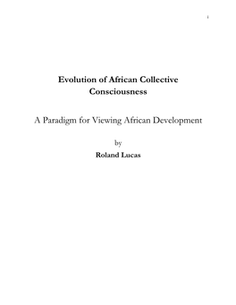 Evolution of African Collective Consciousness a Paradigm for Viewing African Development