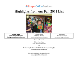 Highlights from Our Fall 2011 List