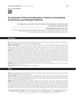 The Evaluation of Renal Osteodystrophy in Patients on Hemodialysis by Biochemical and Radiological Methods