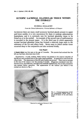 Ectopic Lacrimal Glandular Tissue Within the Eyeball*