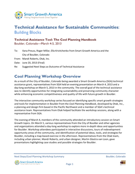 Technical Assistance for Sustainable Communities: Building Blocks
