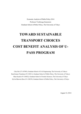 Toward Sustainable Transport Choices Cost Benefit Analysis of U- Pass Program