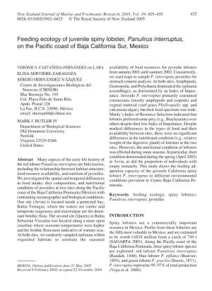 Feeding Ecology of Juvenile Spiny Lobster, Panulirus Interruptus, on the Pacific Coast of Baja California Sur, Mexico