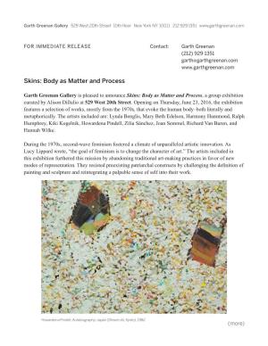 Body As Matter and Process Press Release