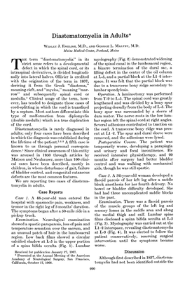 Diastematomyelia in Adults*