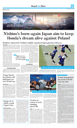 Nishino's Born-Again Japan Aim to Keep Honda's Dream Alive Against