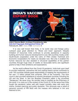 India's Vaccine Maitri- a Unique Friendship