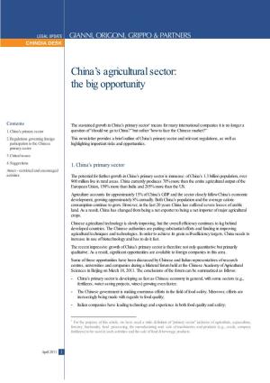 China's Agricultural Sector: the Big Opportunity
