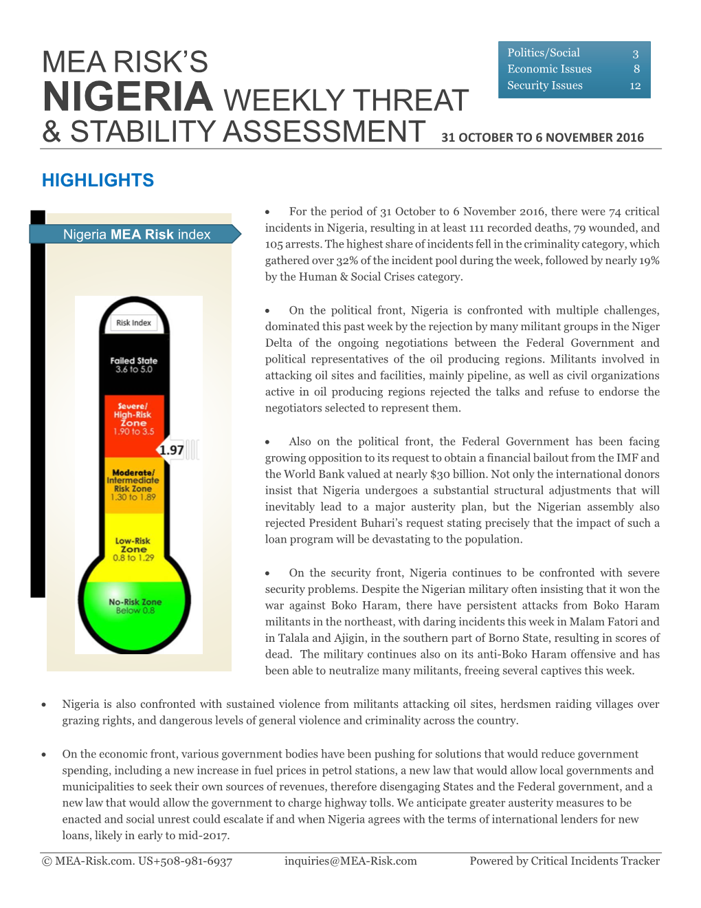 Mea Risk's Nigeria Weekly Threat