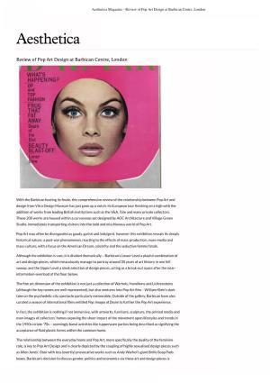 Review of Pop Art Design at Barbican Centre, London